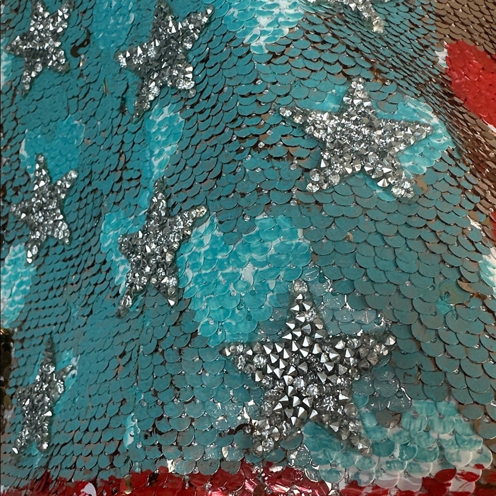 Judith March American Flag Sequins Mini Dress Patriotic Beaded Stars Medium - Picture 6 of 16